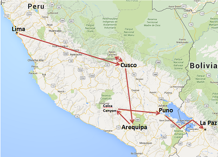 Map of Peru Travel.